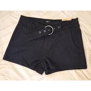 NWT Size S Madden NYC Shorts Women Juniors High Rise Chunky Belted Black 3”